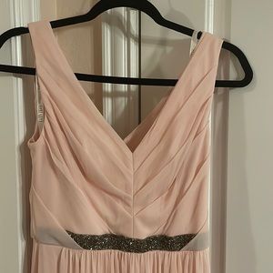 Blush bridesmaid gown with slit. Only worn once.